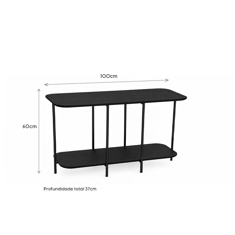 Sofá Table com pés em Metal Biophilia 100 cm - Preto