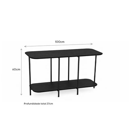 Sofá Table com pés em Metal Biophilia 100 cm - Preto