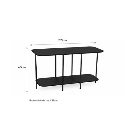 Sofá Table com pés em Metal Biophilia 120 cm - Preto