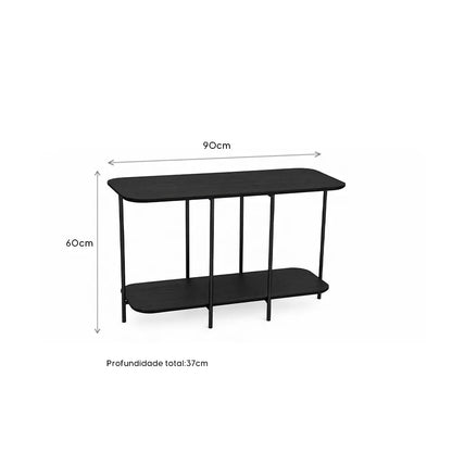 Sofá Table com pés em Metal Biophilia 90 cm - Preto