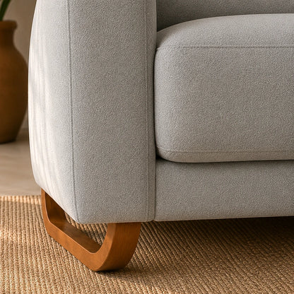 Sofá 3 Lugares Capri 190 cm - Linho Texturizado Cinza c/ Natural