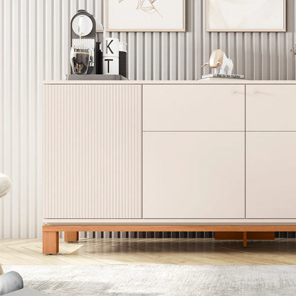 Buffet 4 Portas Capri 180 cm - Off White c/ Natural