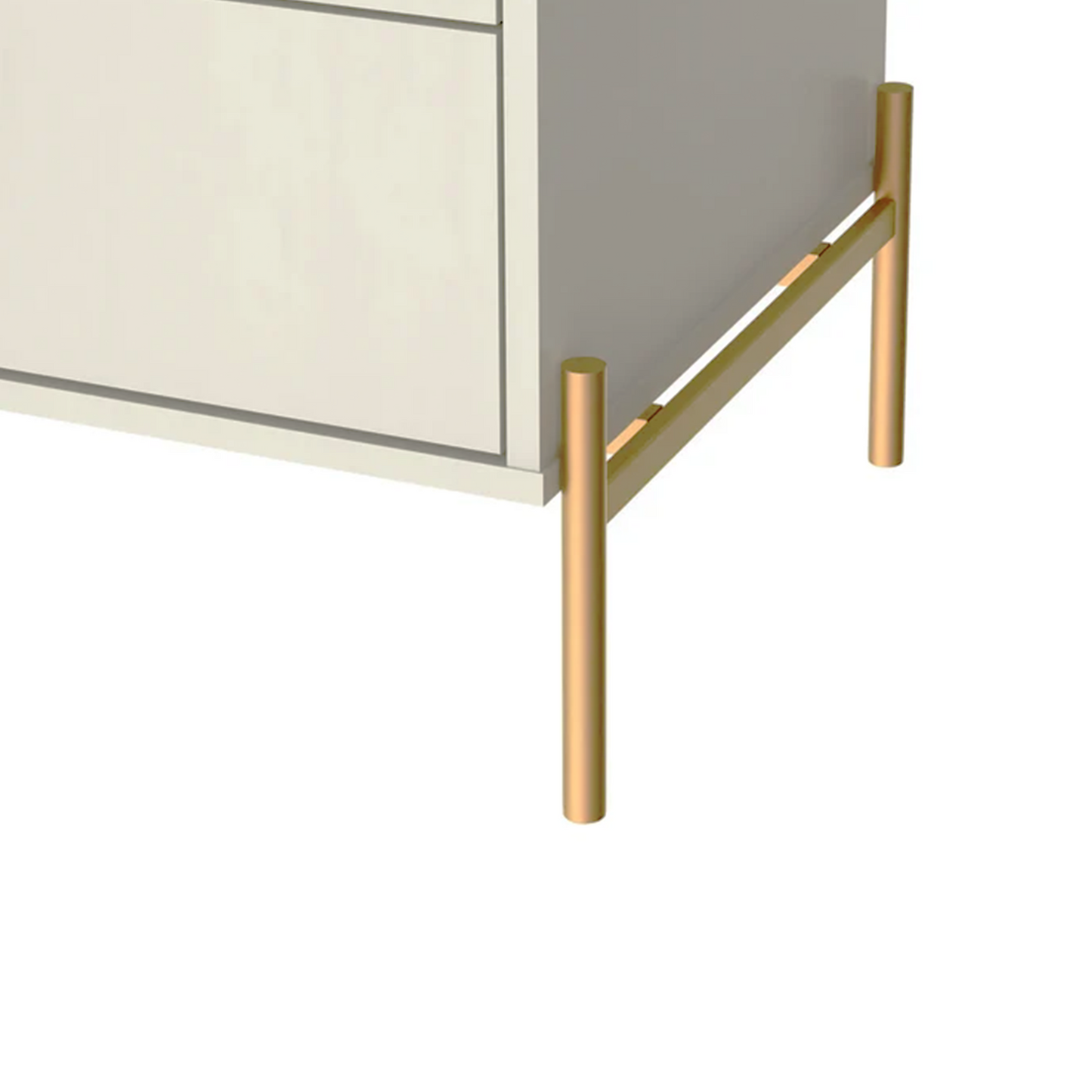 Mesa de Cabeceira 2 Gavetas Jasper 64 cm - Off White Fosco c/ Dourado