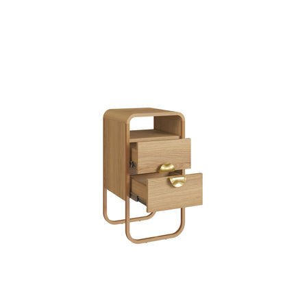 Mesa de Cabeceira com 2 Gavetas 1 Nicho Dunna 30 cm - Mel c/ Dourado