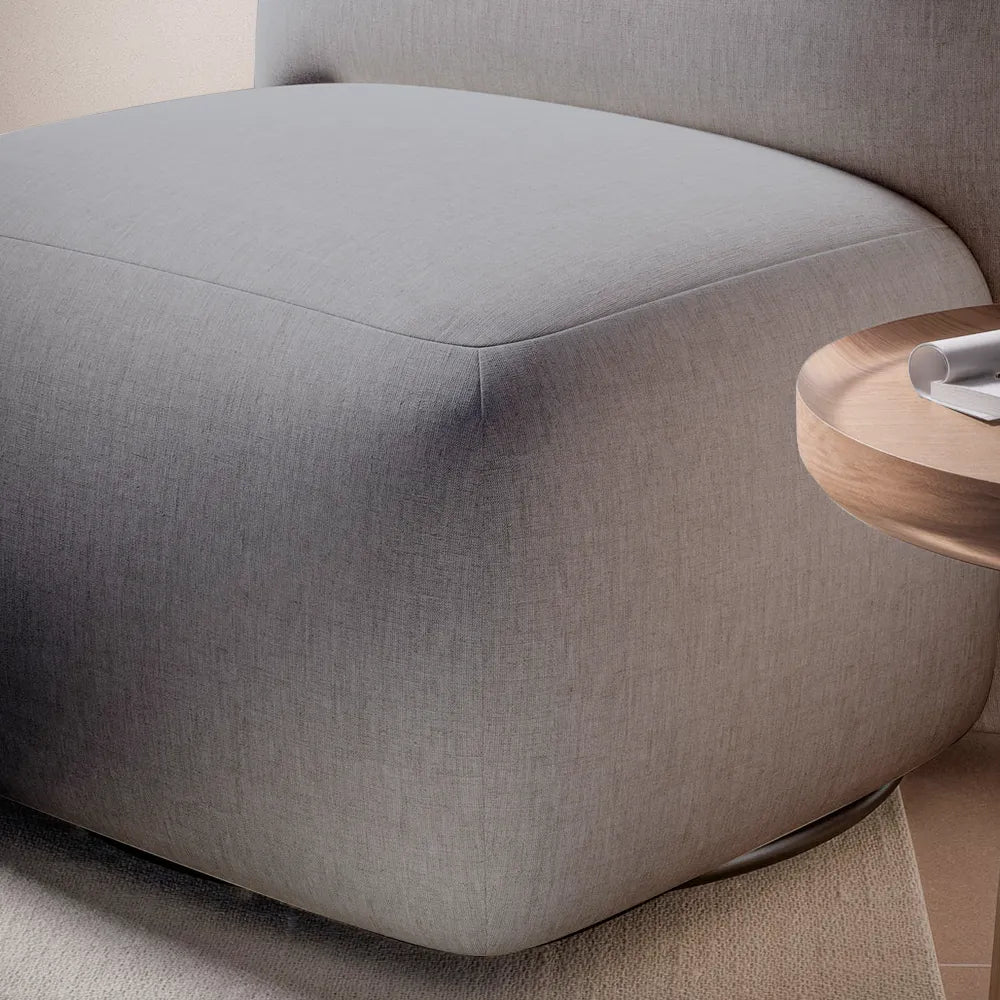 Poltrona Estofada Giratória Aurora - Linho Texturizado Cinza