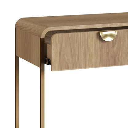 Aparador com 2 Gavetas Dunna 100 cm - Mel c/ Dourado