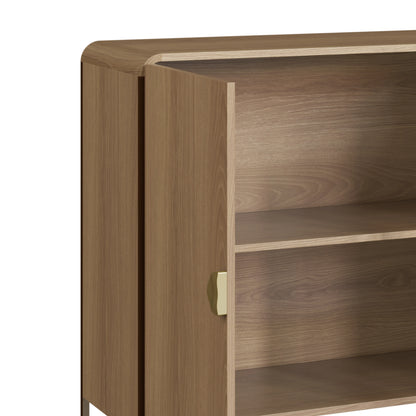 Balcão Buffet 2 Portas Dunna 90 cm - Mel c/ Dourado