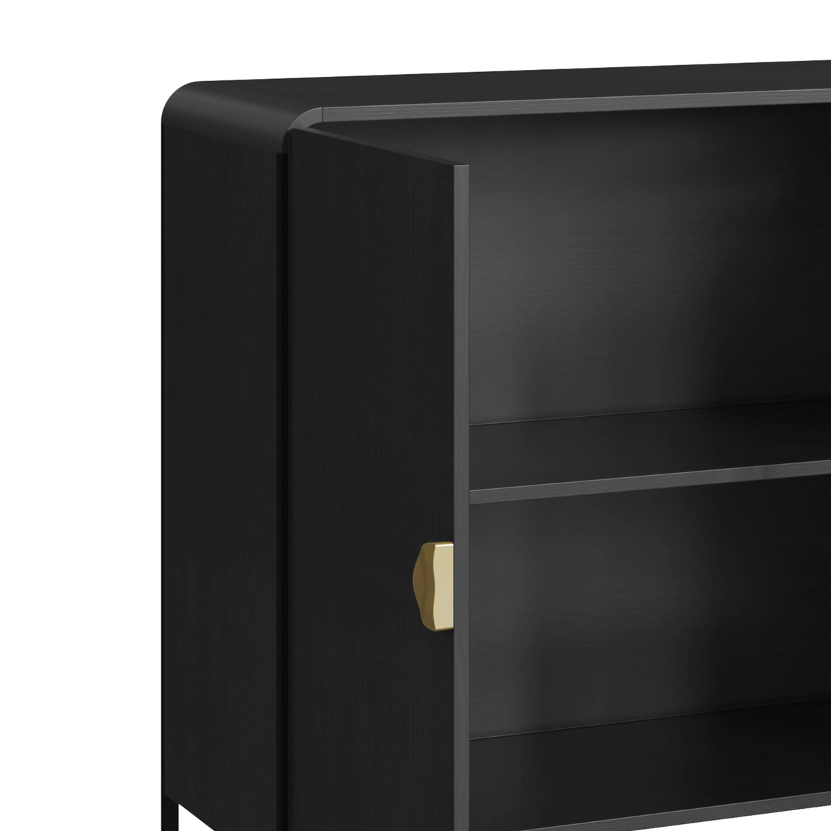 Balcão Buffet 2 Portas Dunna 90 cm - Preto c/ Dourado