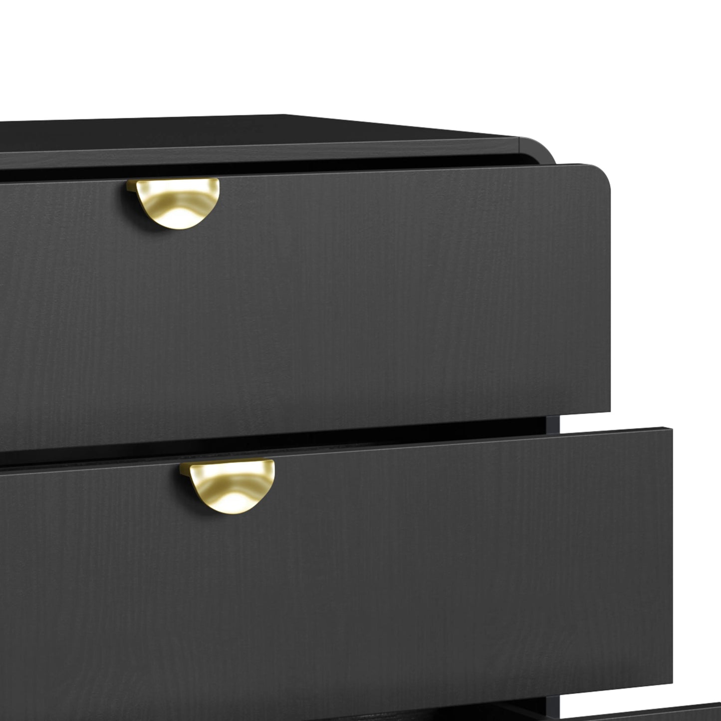 Cômoda com 3 Gavetas Dunna 90 cm - Preto c/ Dourado