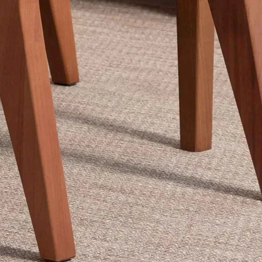 Conjunto com 8 Cadeiras de Madeira Maciça Estofada Ella - Natural c/ Linho Mescla Cinza