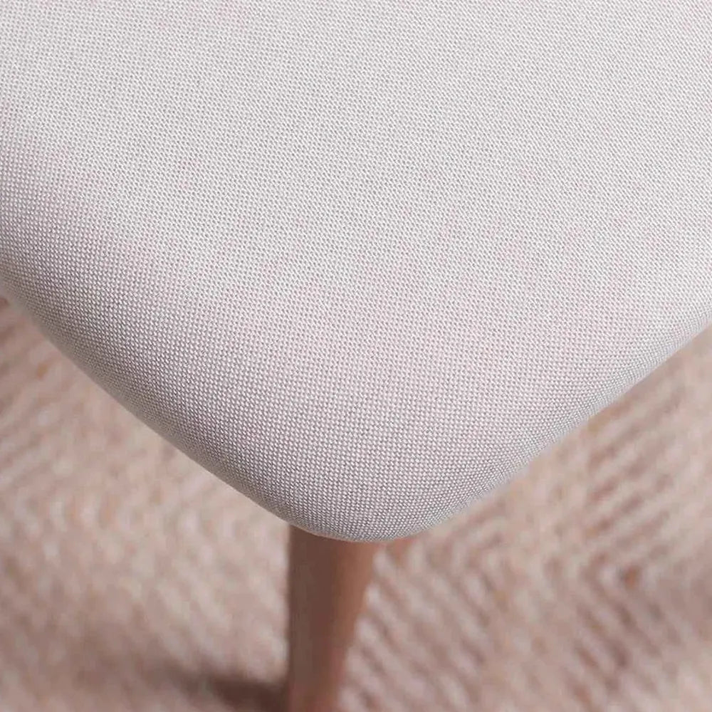 Conjunto com 8 Cadeiras de Madeira Maciça Estofada New Drop - Natural c/ Linho Off White - Cobre