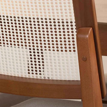 Conjunto de 6 Cadeiras de Madeira Maciça Estofada com Palhinha Saga - Natural c/ Linho Mescla Cru