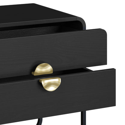 Mesa de Cabeceira com 2 Gavetas Dunna 60 cm - Preto c/ Dourado