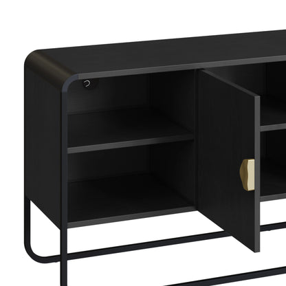 Rack para TV Até 55" 2 Portas Dunna 150 cm - Preto c/ Dourado