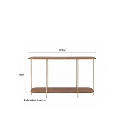 Aparador com pés em Metal Biophilia 100 cm - Mel c/ Champanhe