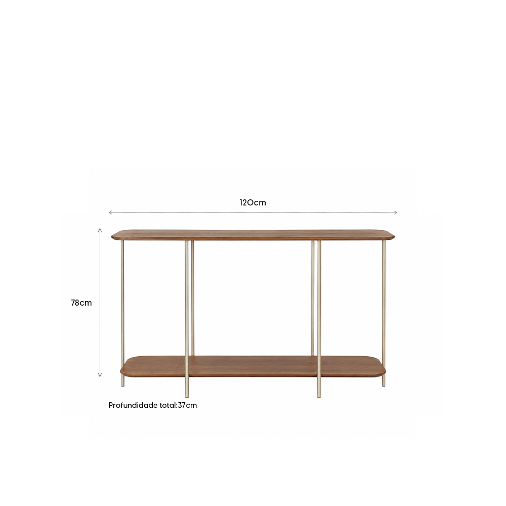 Aparador com pés em Metal Biophilia 120 cm - Mel c/ Champanhe