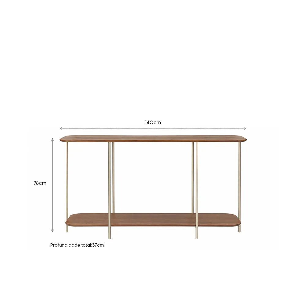 Aparador com pés em Metal Biophilia 140 cm - Mel c/ Champanhe