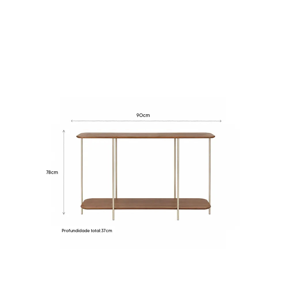 Aparador com pés em Metal Biophilia 90 cm - Mel c/ Champanhe
