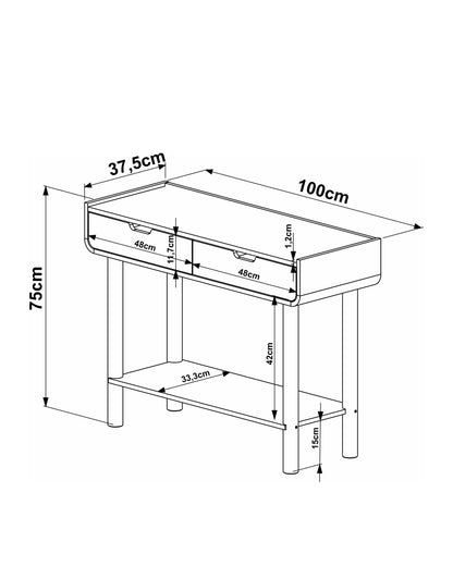 Aparador Orgânico 2 Gavetas Yume 100 cm - Mel