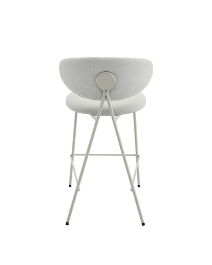 Banqueta Alta de Aço Estofada Elora - Off White