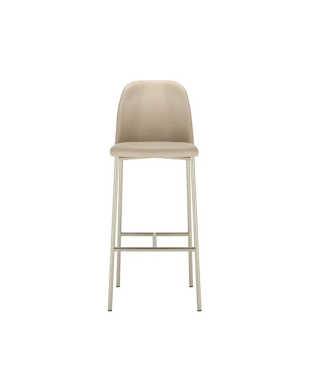 Banqueta Alta de Aço Estofada Lucille - Champanhe c/ PU Off White