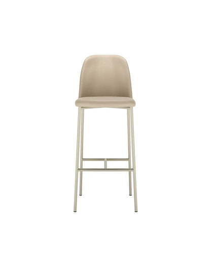 Banqueta Alta de Aço Estofada Lucille - Champanhe c/ PU Off White