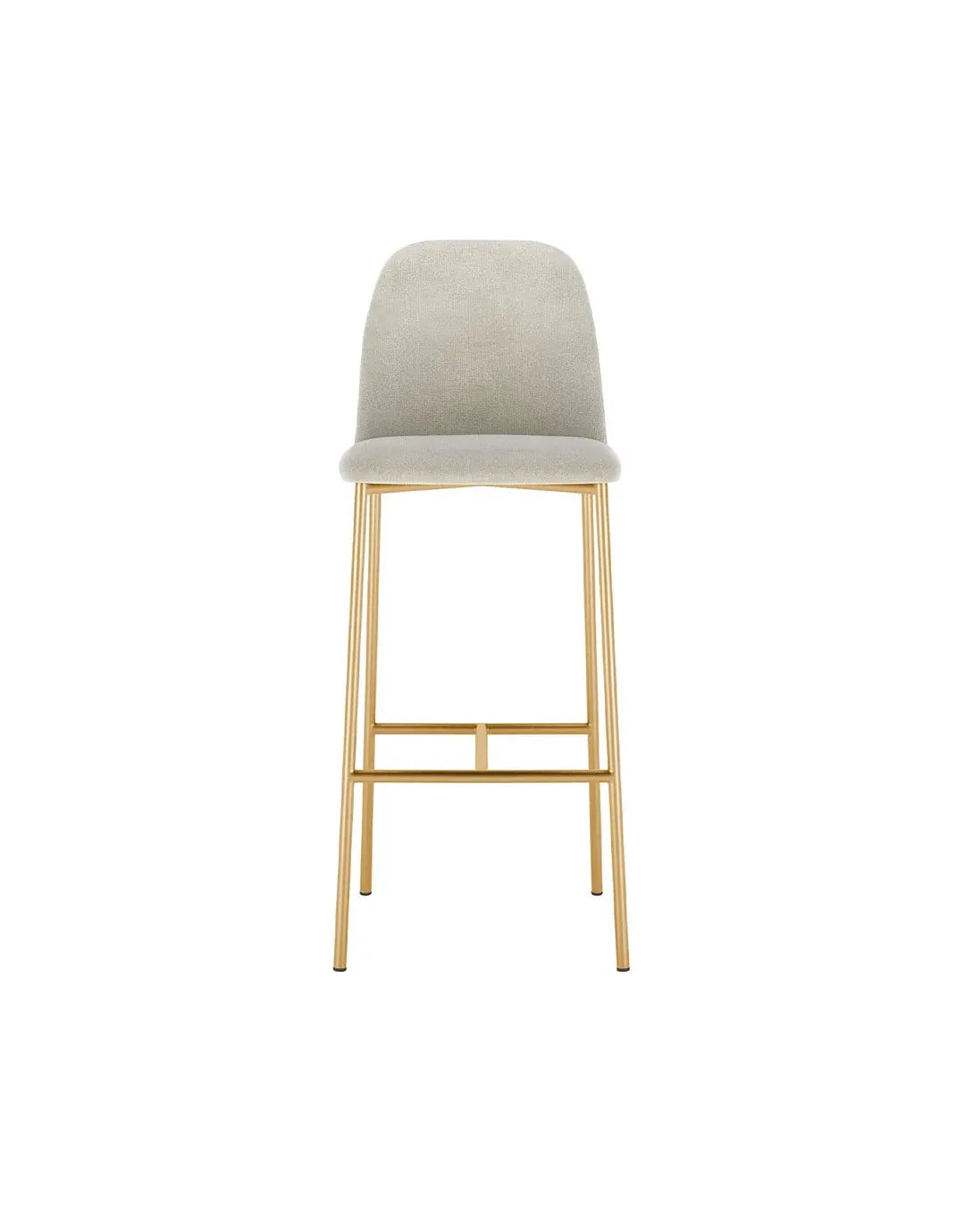 Banqueta Alta de Aço Estofada Lucille - Dourado c/ Soft Palha