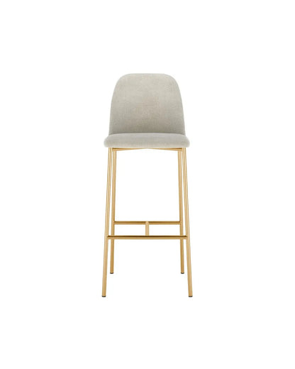 Banqueta Alta de Aço Estofada Lucille - Dourado c/ Soft Palha