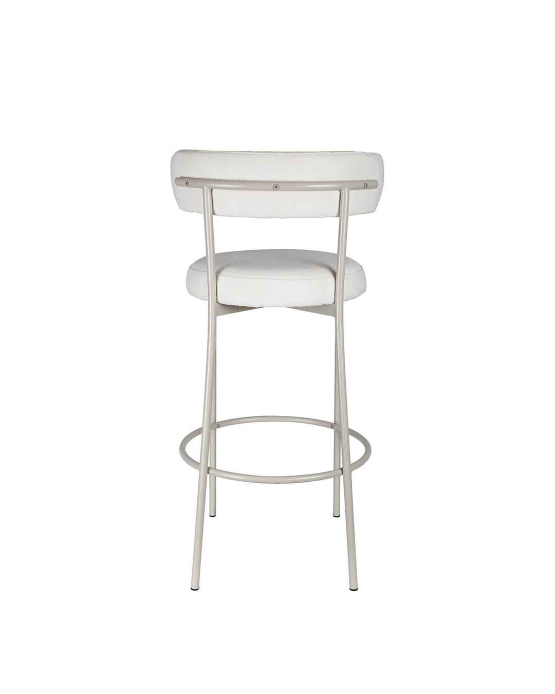 Banqueta Alta de Aço Estofada Olyra - Off White