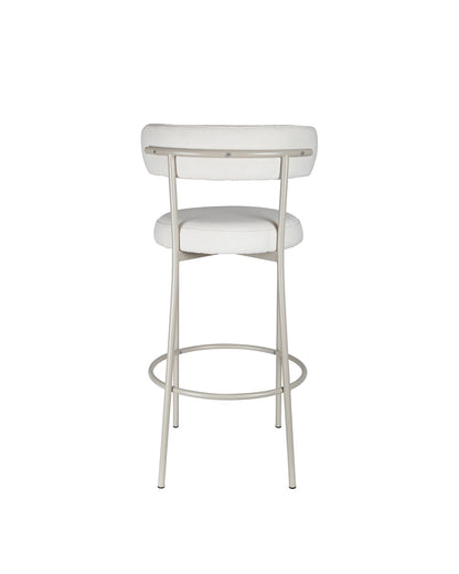Banqueta Alta de Aço Estofada Olyra - Off White