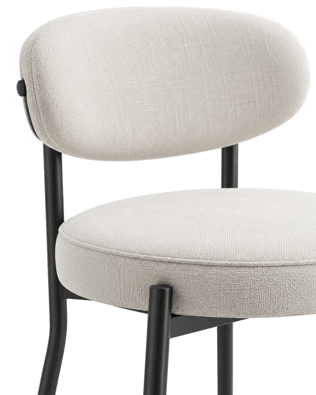 Banqueta Alta de Aço Estofada Oryn - Off White
