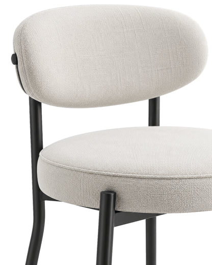 Banqueta Alta de Aço Estofada Oryn - Off White