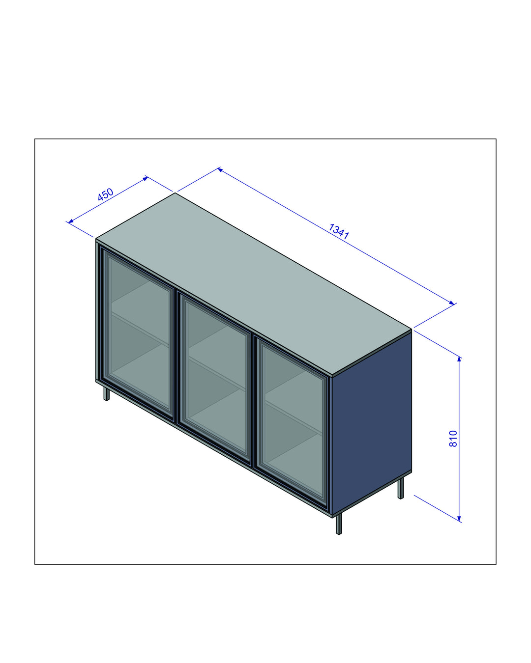 Buffet 03 Portas com Vidro Vitria 134 cm - Branco