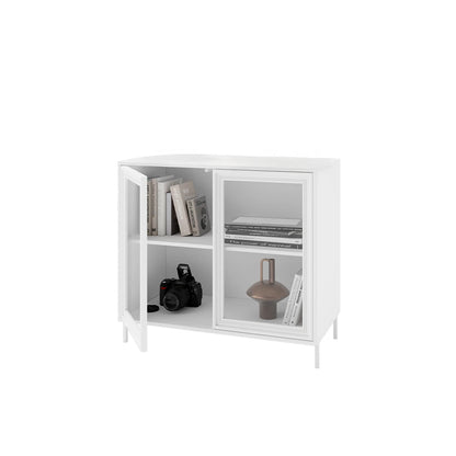 Buffet 2 Portas com Vidro Vitria 91 cm - Branco