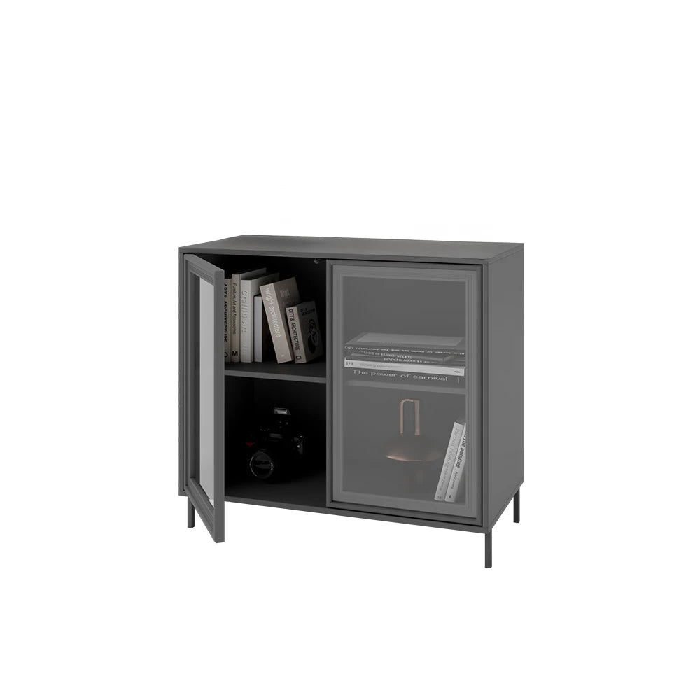Buffet 2 Portas com Vidro Vitria 91 cm - Preto