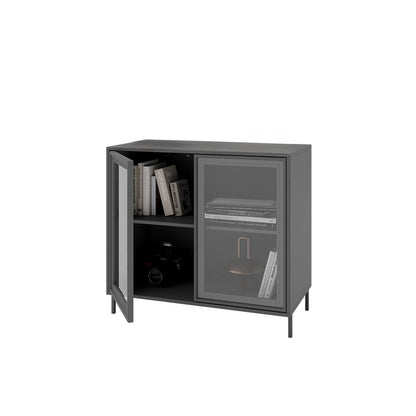 Buffet 2 Portas com Vidro Vitria 91 cm - Preto