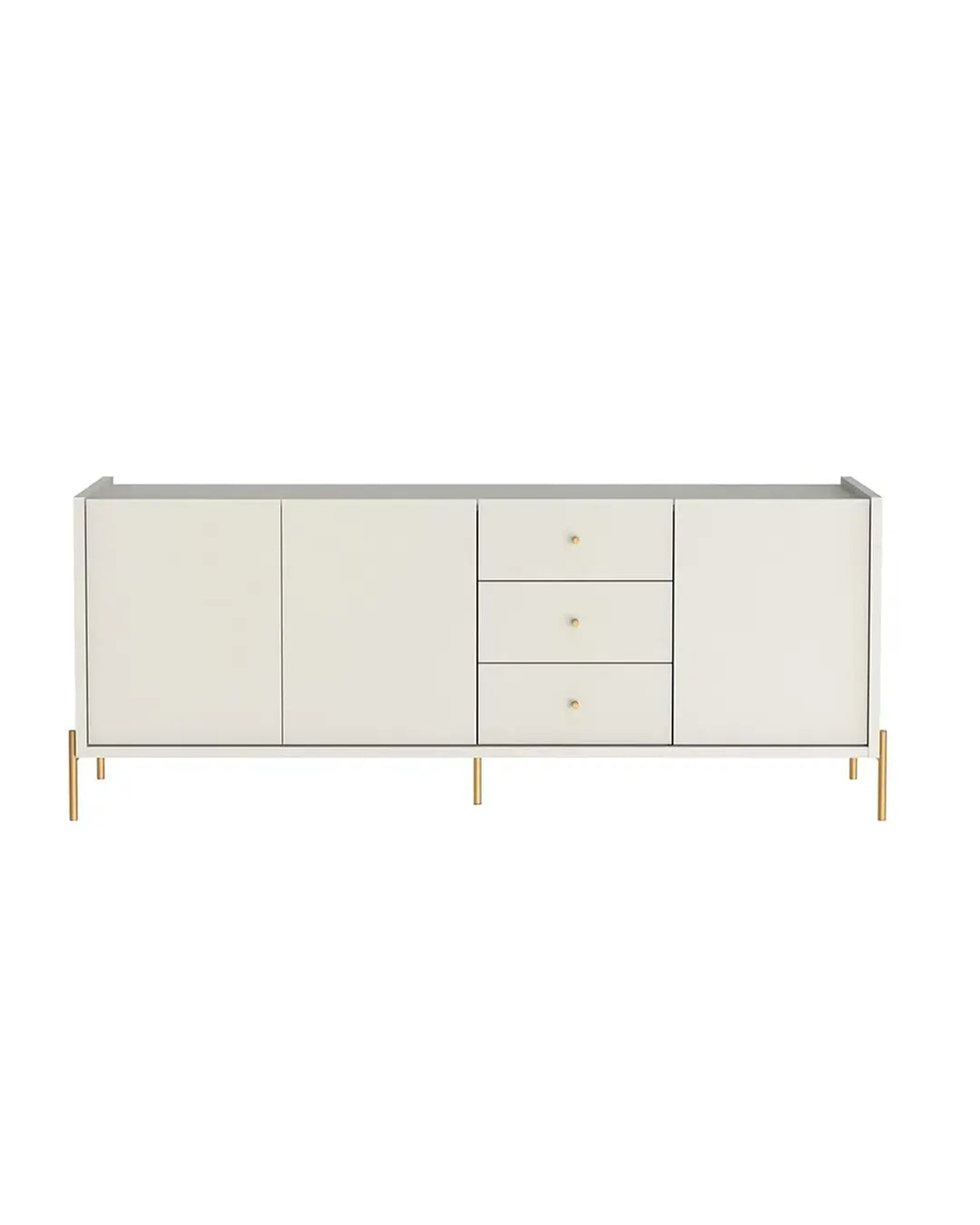 Buffet 3 Portas 3 Gavetas Jasper 184 cm - Off White Fosco c/ Dourado