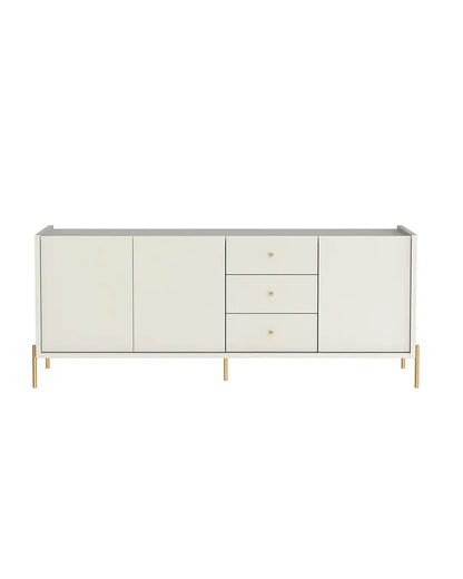 Buffet 3 Portas 3 Gavetas Jasper 184 cm - Off White Fosco c/ Dourado
