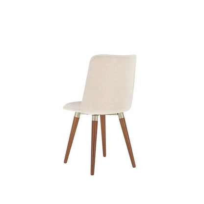 Conjunto de 4 Cadeiras de Madeira Maciça Estofada Dakota - Natural c/ Linho Off White - Champanhe