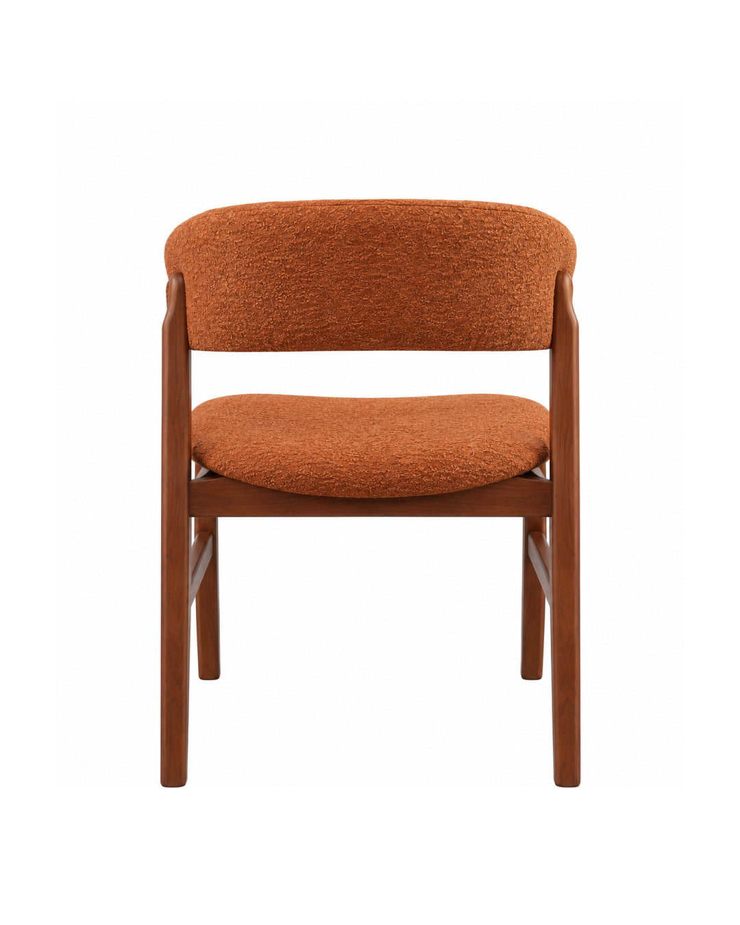 Cadeira de Madeira Maciça Estofada Loran - Natural c/ Boucle Terracota