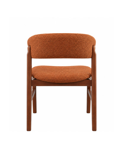 Cadeira de Madeira Maciça Estofada Loran - Natural c/ Boucle Terracota