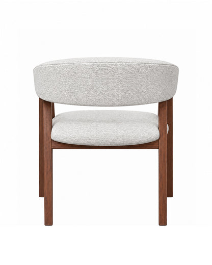 Cadeira de Madeira Maciça Estofada Tavora - Natural c/  Linho Off White