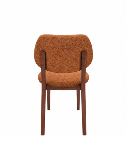 Cadeira de Madeira Maciça Estofada Nilo - Natural c/ Boucle Terracota