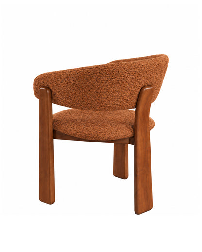 Cadeira de Madeira Maciça Estofada Lunea - Natural c/ Boucle Terracota