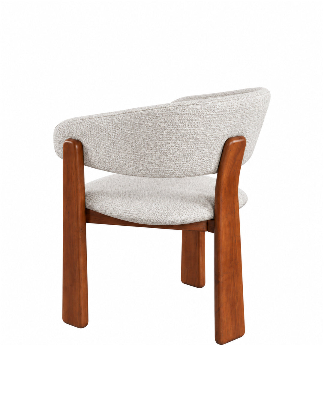 Cadeira de Madeira Maciça Estofada Lunea - Natural c/ Linho Off White