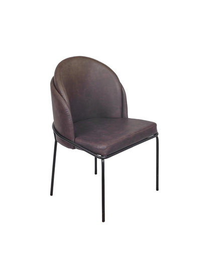 Cadeira de Aço Estofada Vetra - PU Café c/ Preto