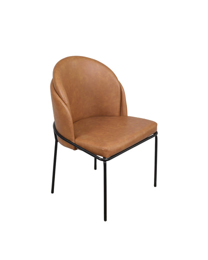 Cadeira de Aço Estofada Vetra - PU Caramelo c/ Preto