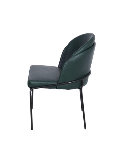 Cadeira de Aço Estofada Vetra - PU Verde c/ Preto