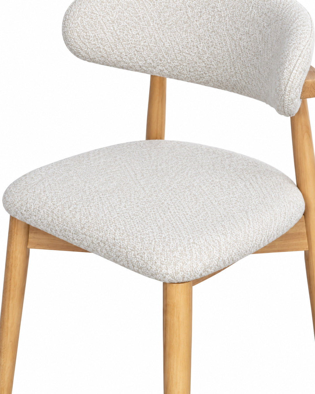 Cadeira de Madeira Maciça Estofada Orven - Natural c/ Boucle Branco