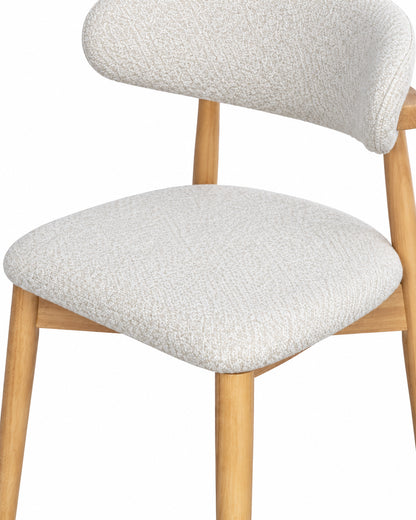 Cadeira de Madeira Maciça Estofada Orven - Natural c/ Boucle Branco
